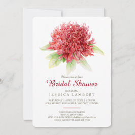 Invitación Ducha de novia floral de waratah borgoña roja