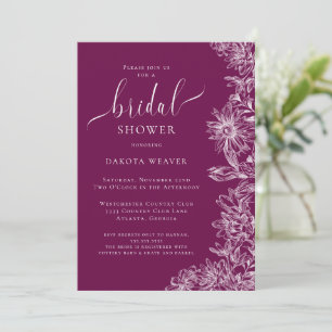 Invitación Ducha de Novia Floral Dibujada a Línea de Vino de