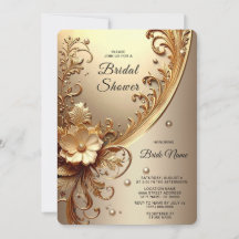 Ducha de Novia Floral Dorada Ornamentada