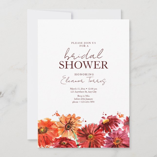 Invitación Ducha de Novia Floral Ducha de Novia Bohemio Flore (Anverso)