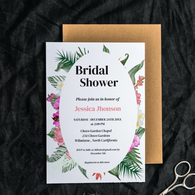 Invitación Ducha de novia floral en la playa de Hawái (Subido por el creador)
