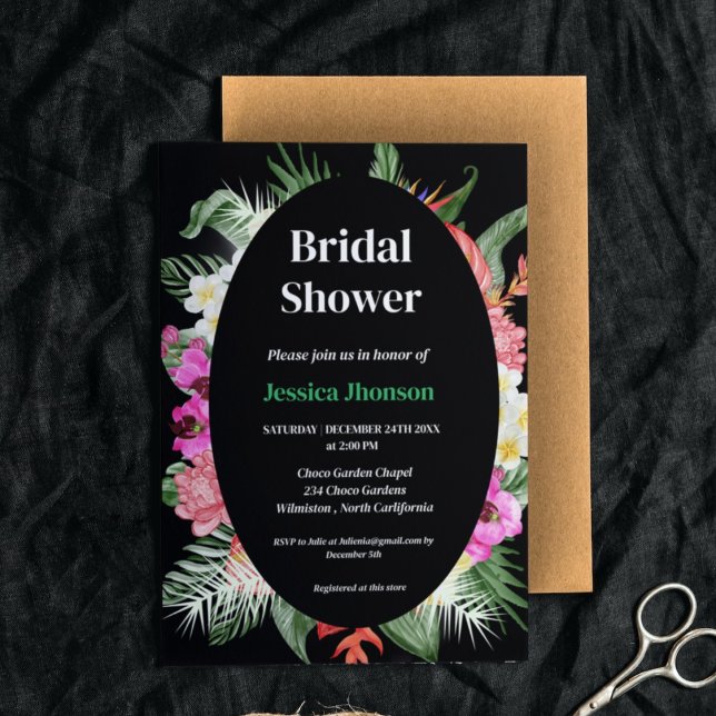 Invitación Ducha de novia floral en la playa de Hawái (Subido por el creador)