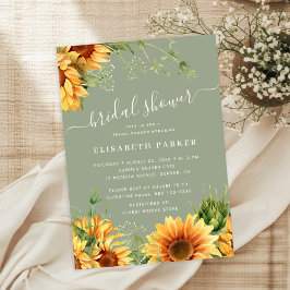 Invitación Ducha de novia floral en verde salvia