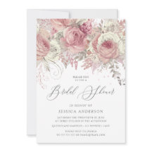 Ducha de novia floral encantada con plata y Rubor