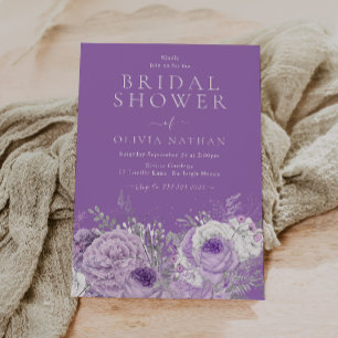 Invitación Ducha de novia floral encantada de lavanda púrpura