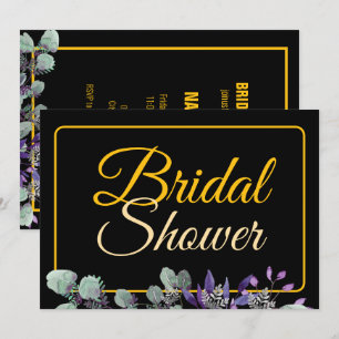 Invitación Ducha de Novia Floral Flor Púrpura Letra Blanca