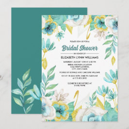 Invitación Ducha de novia floral floral blanca de mimbre