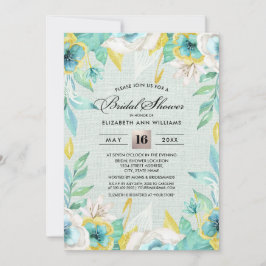 Invitación Ducha de novia floral floral mint amarilla