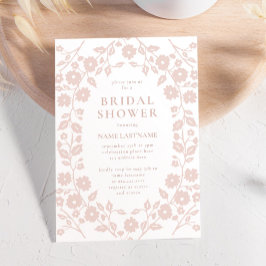 Invitación Ducha de novia floral folclórica simple de Rubor