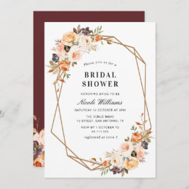 Invitación ducha de novia floral geométrica