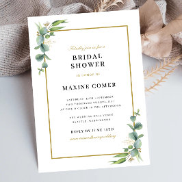 Invitación Ducha de Novia Floral Geométrica con Verde de Euca