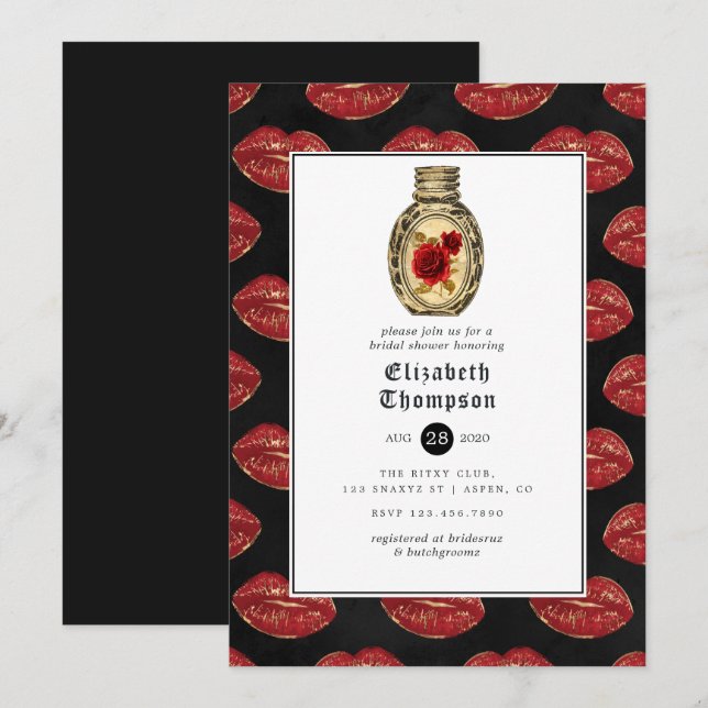 Invitación Ducha de Novia Floral Gótico (Anverso / Reverso)