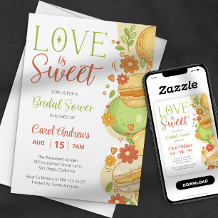 Invitación Ducha de Novia Floral Macarón Pastel Dulce Amor