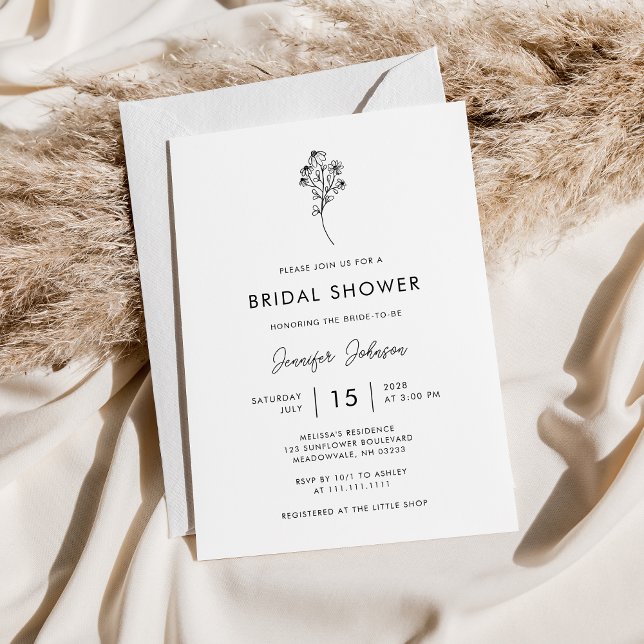 Invitación Ducha de novia floral manuscrita minimalista (Subido por el creador)