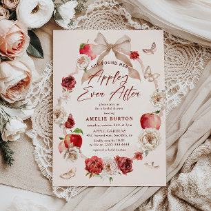 Invitación Ducha de Novia Floral Manzana Por Siempre