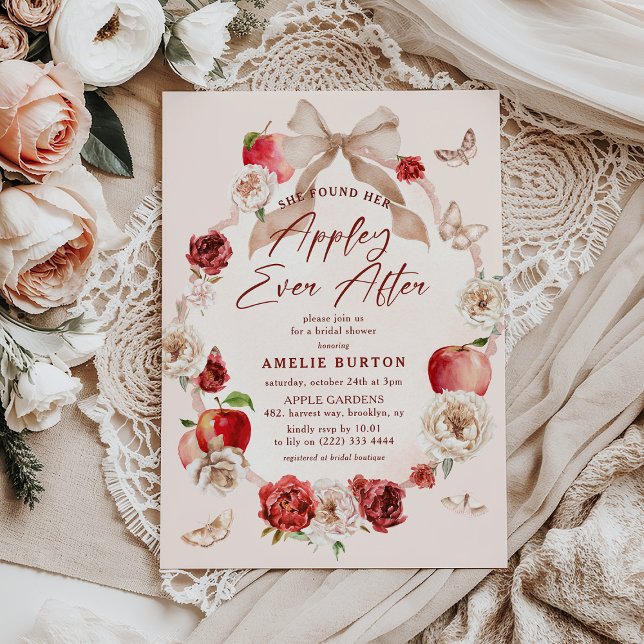Invitación Ducha de Novia Floral Manzana Por Siempre (Subido por el creador)