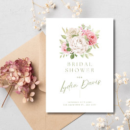 Invitación Ducha de novia floral Minimalista rosa Rubor