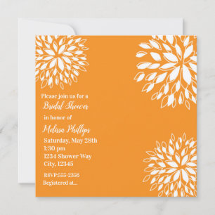 Invitación Ducha de Novia Floral Moderna de Primavera Naranja