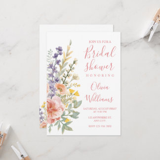 Invitación Ducha de Novia Floral Moderna Flor Silvestre