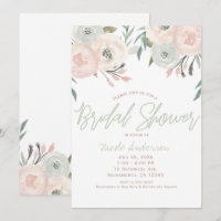 Ducha de Novia Floral Moderna Verde Menta y Rosa