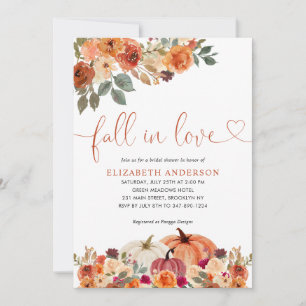 Invitación Ducha de Novia Floral Naranja Calabaza Enamorarse