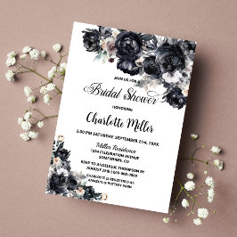 Invitación Ducha de novia floral negra