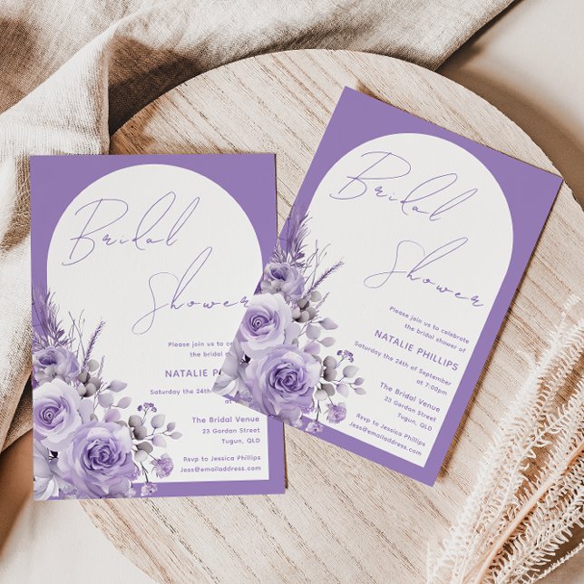 Invitación Ducha de novia floral Purple Boho Arch Lavender (Subido por el creador)