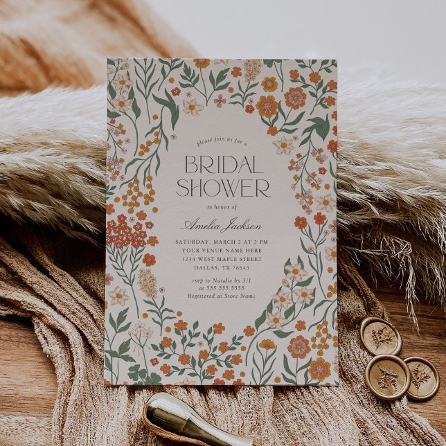 Invitación Ducha de novia floral retro vintage (Subido por el creador)