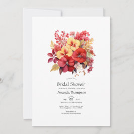 Invitación Ducha de novia floral roja