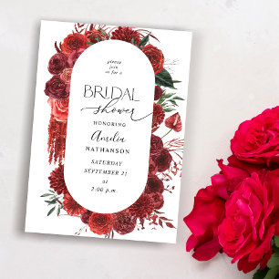 Invitación Ducha de novia floral roja