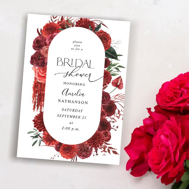 Invitación Ducha de novia floral roja (Subido por el creador)