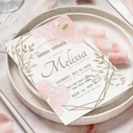 Invitación Ducha de novia floral romántica de color rosa y ta
