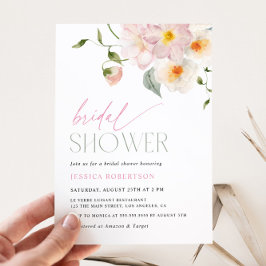 Invitación Ducha de novia floral rosa