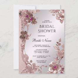 Invitación Ducha de novia floral rosa
