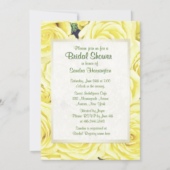 Invitación Ducha de novia floral rosa amarillo claro (Anverso)