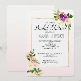 Invitación Ducha de novia floral rosa de Borgoña