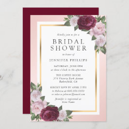 Invitación Ducha de novia floral rosa de la Rubor de oro de B