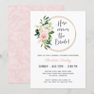 Invitación Ducha de novia floral rosa de Rubor