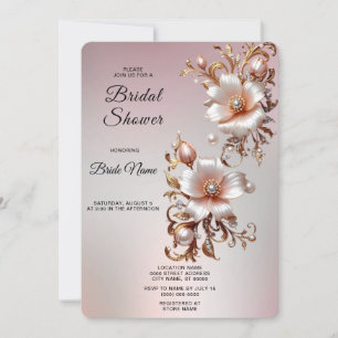 Invitación Ducha de Novia Floral Rosa Decorativa