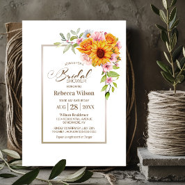 Invitación Ducha de novia floral rosa giratoria