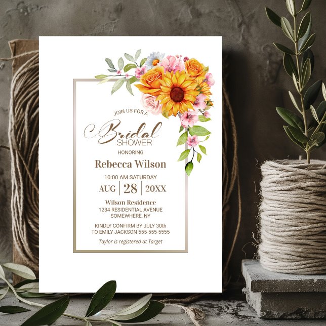 Invitación Ducha de novia floral rosa giratoria (Subido por el creador)