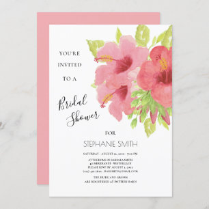 Invitación Ducha de novia floral rosa Hibiscus