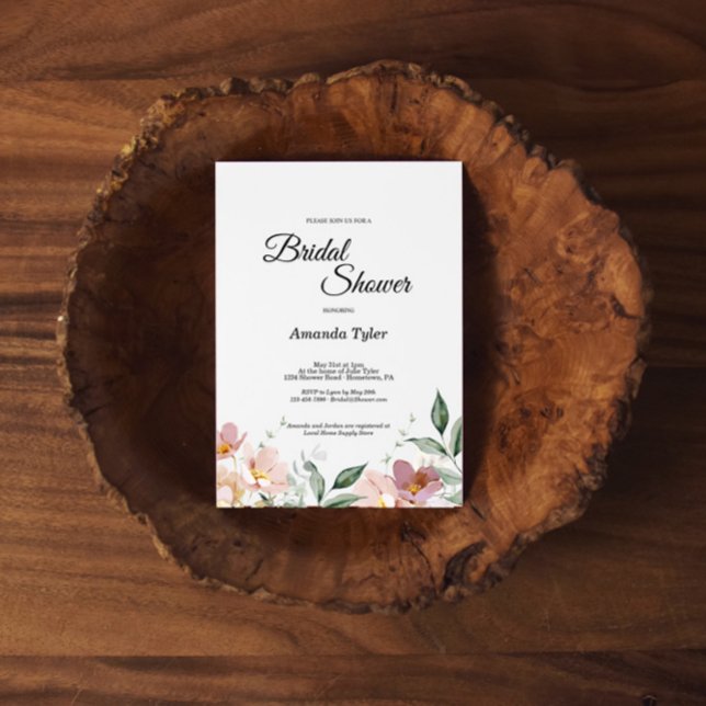 Invitación Ducha de novia floral rosa malva (Subido por el creador)