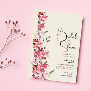 Invitación Ducha de novia floral rosa marfil borgoña menta