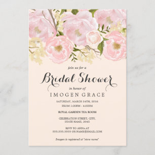 Invitación Ducha de Novia Floral Rosa Precioso Rubor