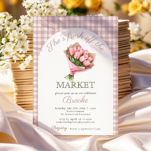 Invitación Ducha de novia floral rosa recién llegada del merc