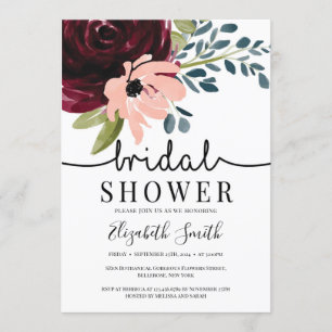 Invitación Ducha de novia floral rosa rosa de la marina de Bo