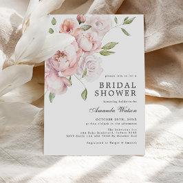 Invitación Ducha de novia floral rosa rosa Rubor