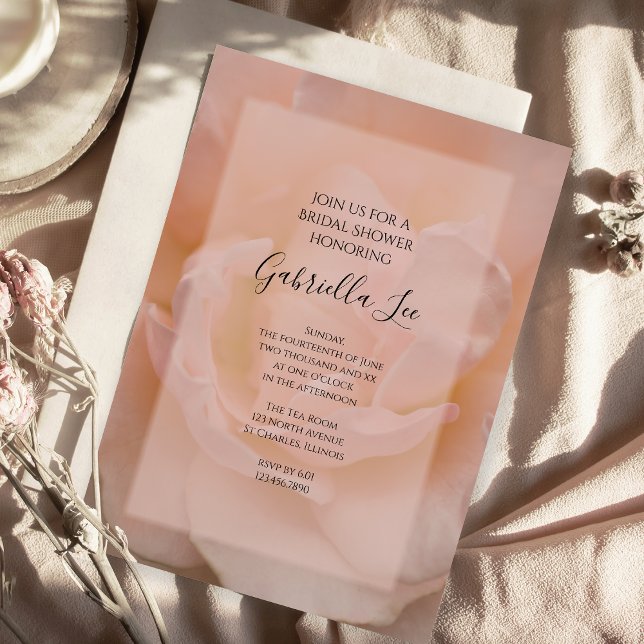 Invitación Ducha de novia floral rosa rosa Rubor ligero (Subido por el creador)
