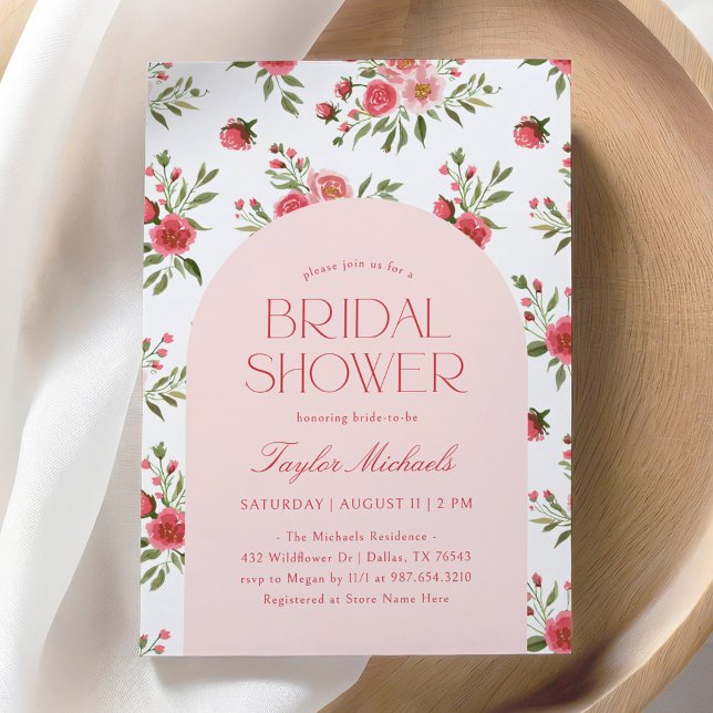 Invitación Ducha de novia floral rosa vintage (Subido por el creador)